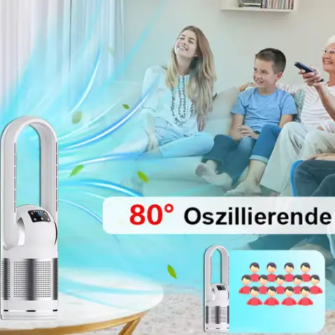 Etxe adimenduna HEPA iragazkia funtzio anitzeko aire-arazketa, bladerik gabeko berogailuarekin eta haizagailu hotzarekin